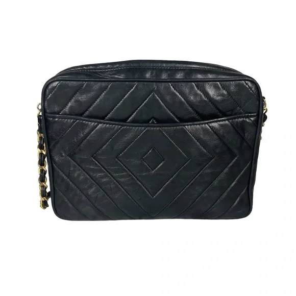 Chanel Black Lambskin Leather CC Quilted Camera Chain Crossbody Bag - Picture 3 of 17